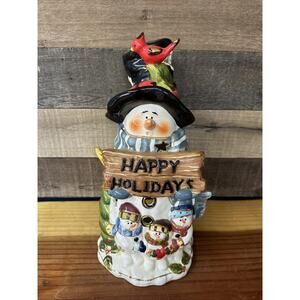 Kirklands Frost E Snowman Earthenware Candle Holder 13” Tall